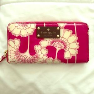Kate Spade floral zipper wallet gold zipper